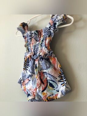 3-6 M Vince Camuto Girls Light Blue Floral Smocked Summer Romper